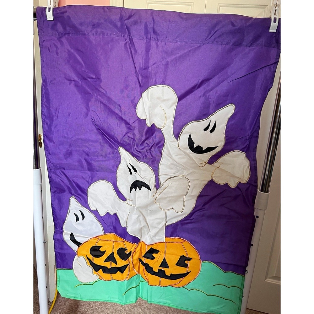 Halloween Ghost & Pumpkin Flag 26" W By 39" L